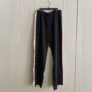 Vital Black Pink Stripe Track Pants Sweatpants Side Zip Workout Athleisure XL